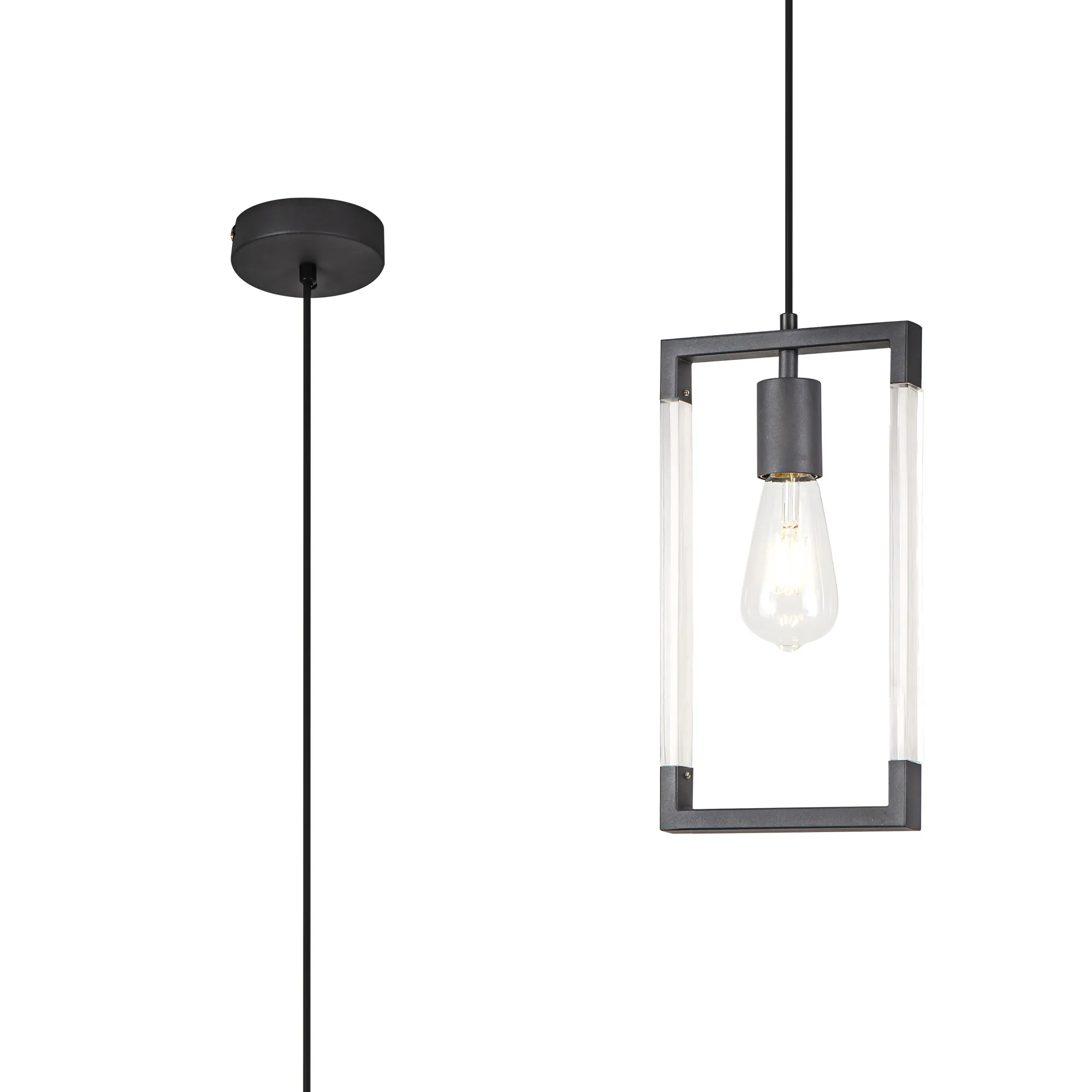 IL32850  Canto Single Rectangle Pendant 1 Light Graphite